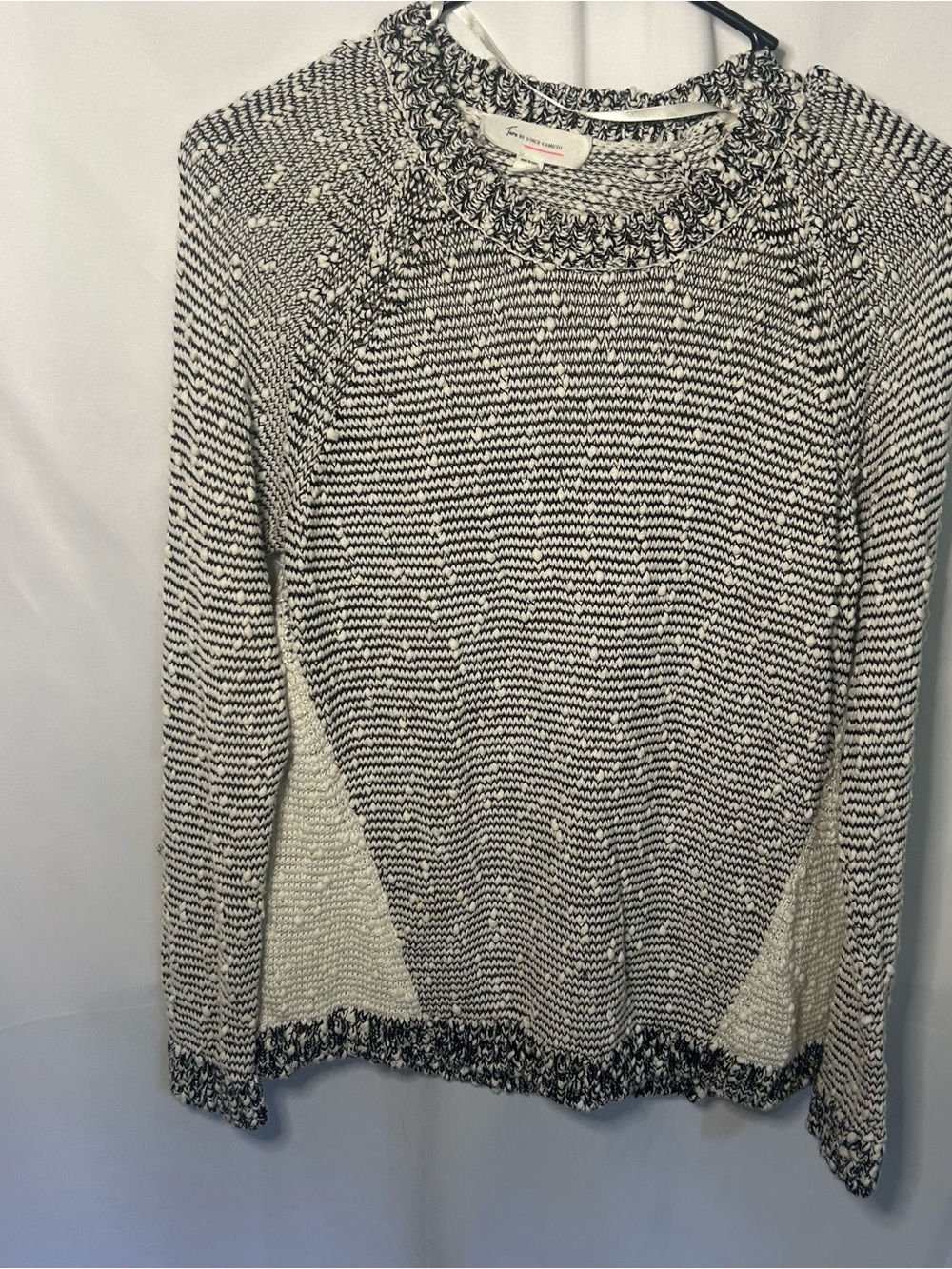 Two-Tone Black & White textured Knit Sweater